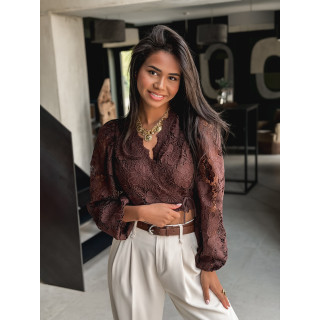 Blouse cache-coeur Soria - Chocolat