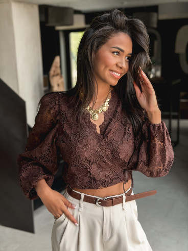 Blouse cache-coeur Soria - Chocolat