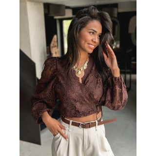 Blouse cache-coeur Soria - Chocolat