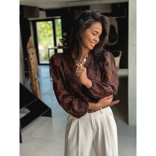Blouse cache-coeur Soria - Chocolat