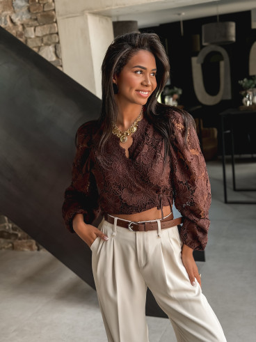 Blouse cache-coeur Soria - Chocolat