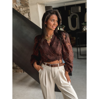 Blouse cache-coeur Soria - Chocolat