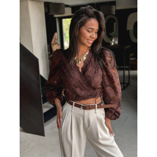 Blouse cache-coeur Soria - Chocolat
