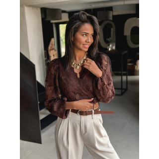 Blouse cache-coeur Soria - Chocolat