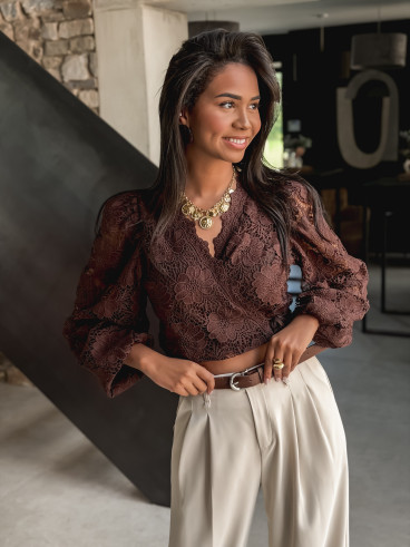 Blouse cache-coeur Soria - Chocolat