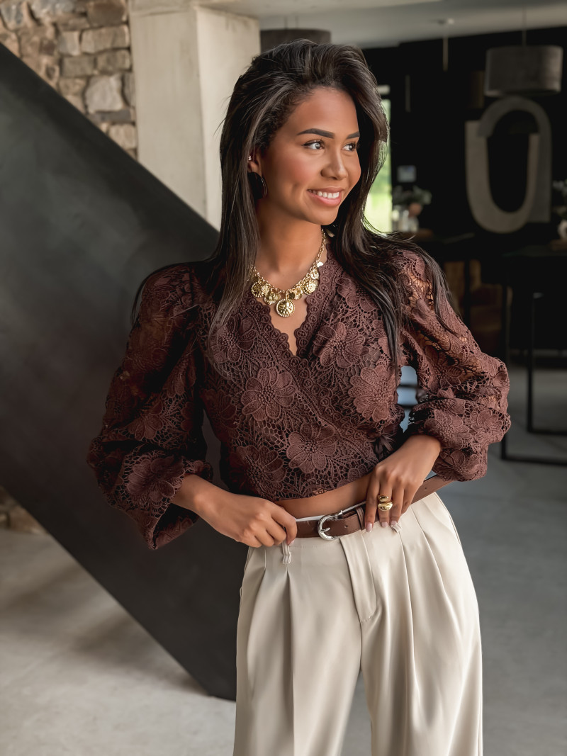 Blouse cache-coeur Soria - Chocolat