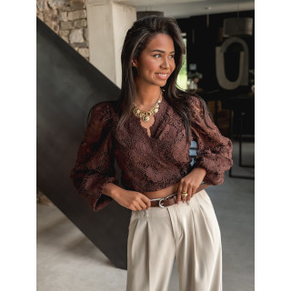 Blouse cache-coeur Soria - Chocolat