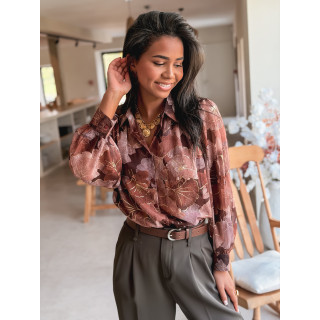 Chemise à fleurs Gloria - Chocolat