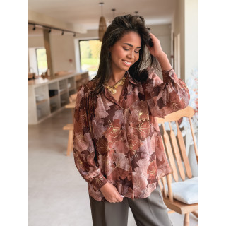Chemise à fleurs Gloria - Chocolat