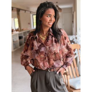 Chemise à fleurs Gloria - Chocolat