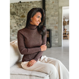 Pull col roulé Sylvara - Chocolat