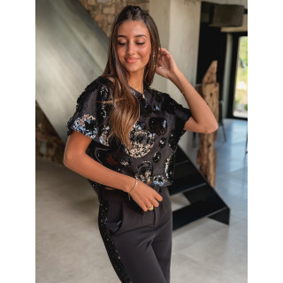 Blouse à sequins Flaminia - Noir
