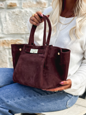 Sac en daim Irna - Bordeaux