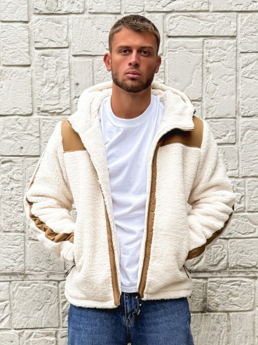 Veste teddy Yanis - Ecru/Taupe