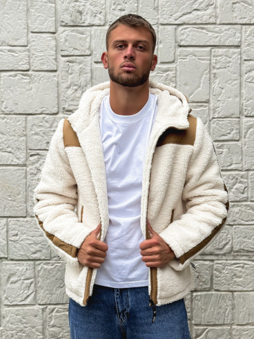 Veste teddy Yanis - Ecru/Taupe