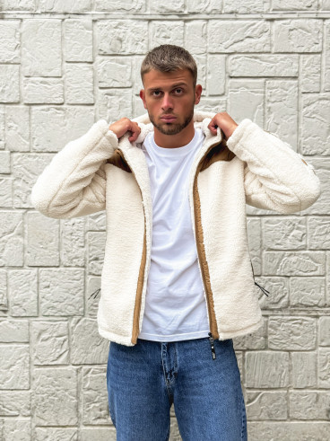 Veste teddy Yanis - Ecru/Taupe