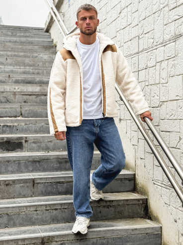 Veste teddy Yanis - Ecru/Taupe