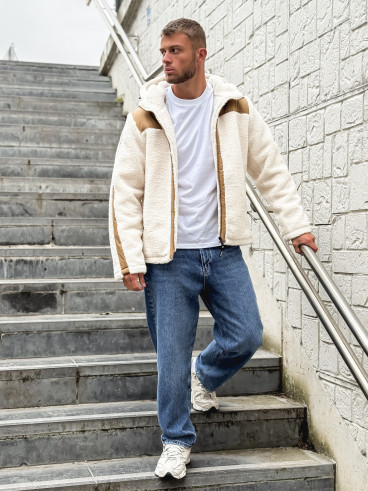 Veste teddy Yanis - Ecru/Taupe
