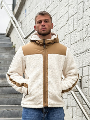 Veste teddy Yanis - Ecru/Taupe