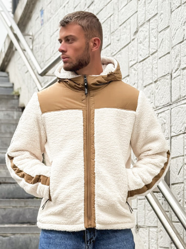 Veste teddy Yanis - Ecru/Taupe