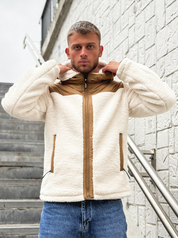 Veste teddy Yanis - Ecru/Taupe