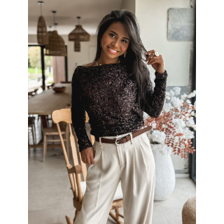 Blouse à sequins Maloée - Chocolat