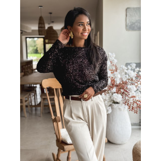 Blouse à sequins Maloée - Chocolat