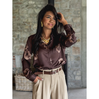 Chemise à motifs Énoraë - Chocolat/Beige