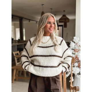 Pull ligné Aëla - Crème/Chocolat