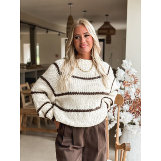 Pull ligné Aëla - Crème/Chocolat