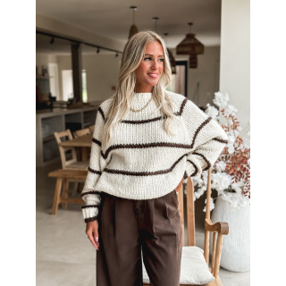 Pull ligné Aëla - Crème/Chocolat