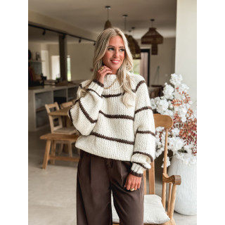 Pull ligné Aëla - Crème/Chocolat