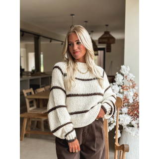 Pull ligné Aëla - Crème/Chocolat