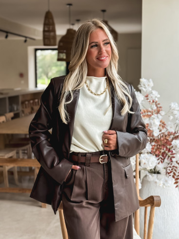 Blazer simili cuir Sakina - Chocolat