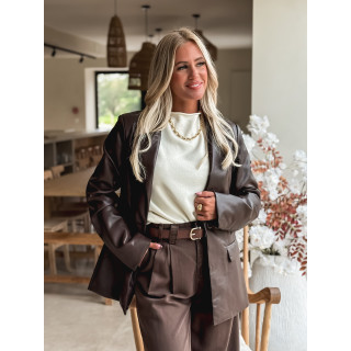 Blazer simili cuir Sakina - Chocolat