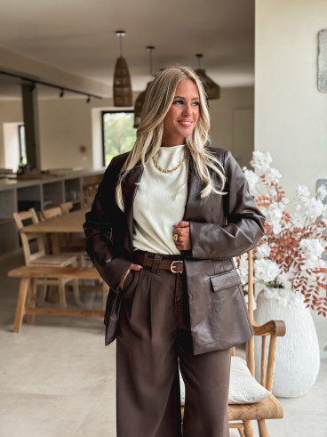 Blazer simili cuir Sakina - Chocolat