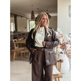 Blazer simili cuir Sakina - Chocolat