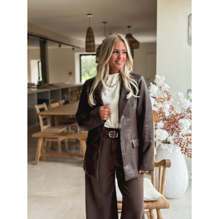 Blazer simili cuir Sakina - Chocolat
