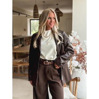 Blazer simili cuir Sakina - Chocolat