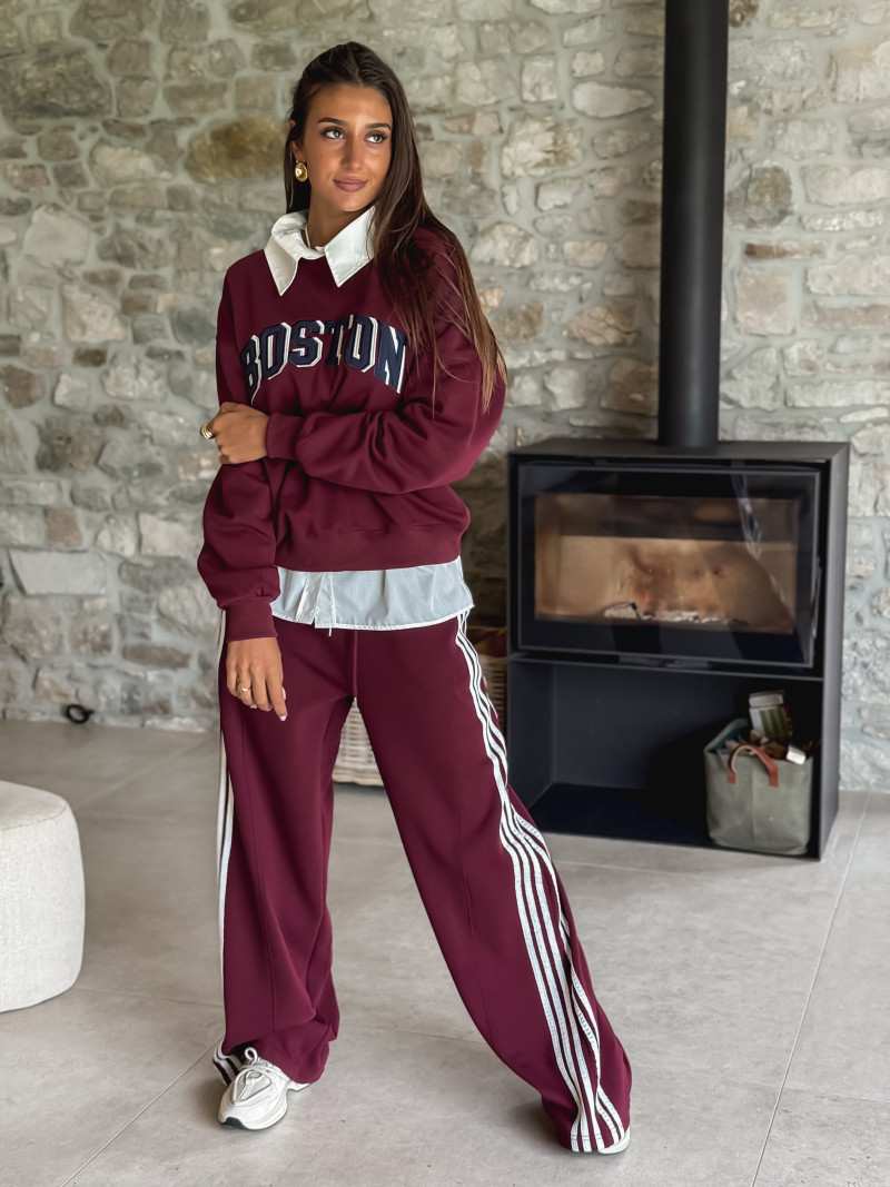 Pantalon Zaylee - Bordeaux/Blanc