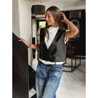 Gilet en simili cuir Nyméa - Noir