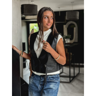Gilet en simili cuir Nyméa - Noir