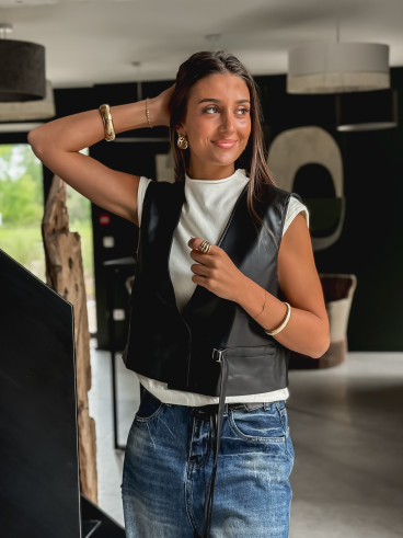 Gilet en simili cuir Nyméa - Noir