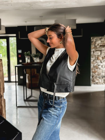 Gilet en simili cuir Nyméa - Noir