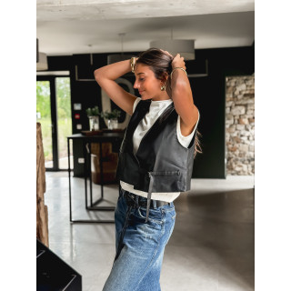 Gilet en simili cuir Nyméa - Noir