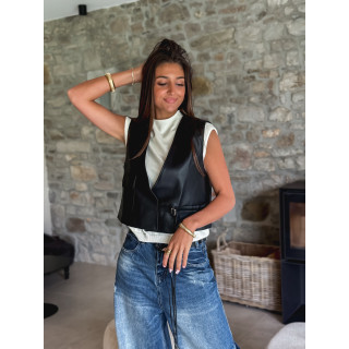 Gilet en simili cuir Nyméa - Noir