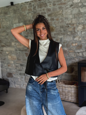 Gilet en simili cuir Nyméa - Noir