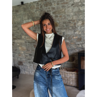 Gilet en simili cuir Nyméa - Noir
