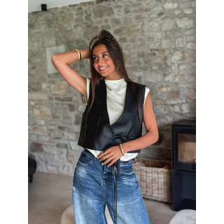 Gilet en simili cuir Nyméa - Noir