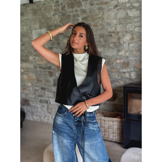 Gilet en simili cuir Nyméa - Noir